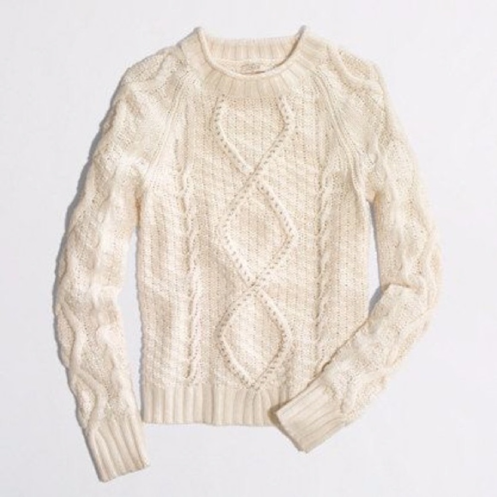 J Crew beaded cable sweater